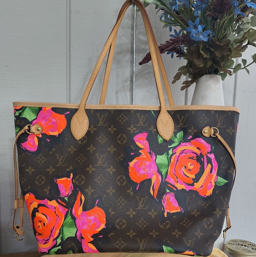 *SOLD*Floral Designer Tote Bag - Brown and Pink